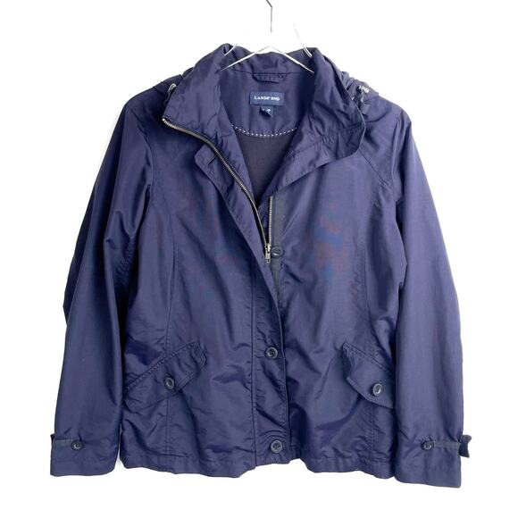 Land's End Women's Nylon Water Resistant Hooded Jacket Size Medium P - Picture 1 of 5